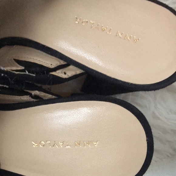 NIB • ANN TAYLOR Black Bow Heeled Slides - Picture 14 of 16